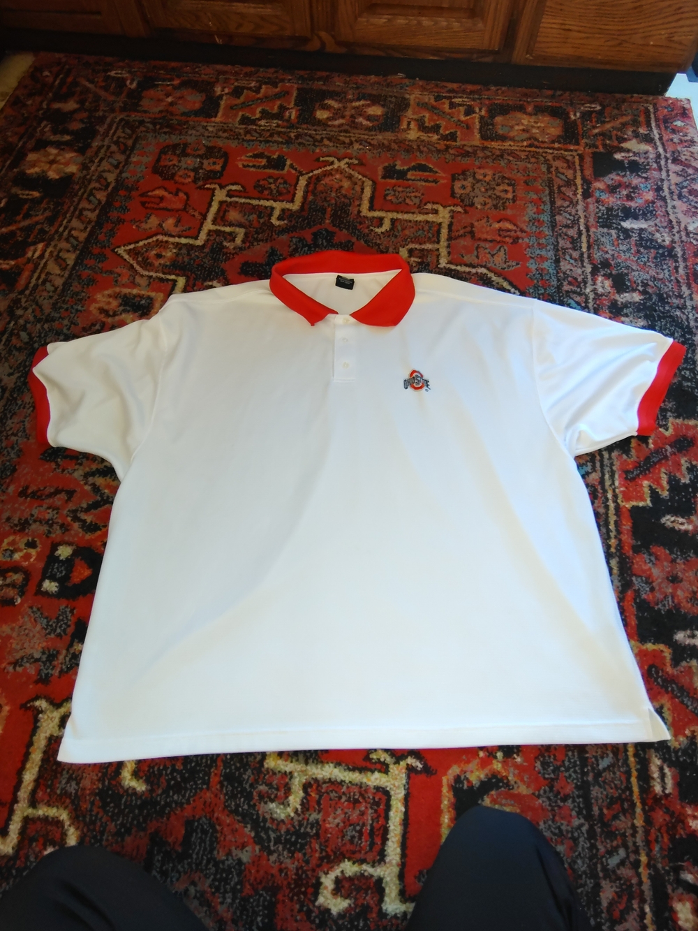 STARTER White Polo with Red Collar and Sleeve Trim